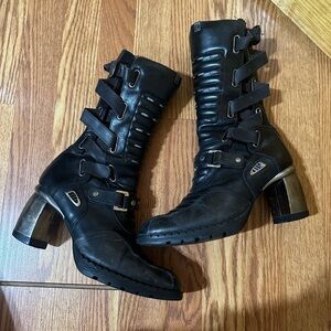 Black New Rock Leather Boots Size 40
